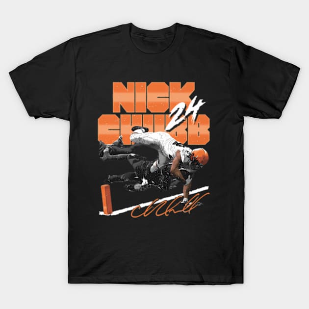 Nick Chubb Cleveland Arm Extend T-Shirt by binchudala